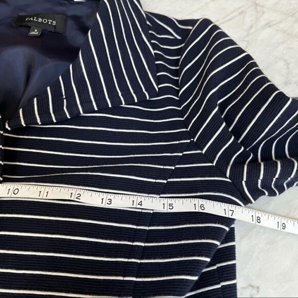 Talbots Navy White Striped Jacket Nautical Blazer Womens Size Small Button Front - Picture 4 of 7